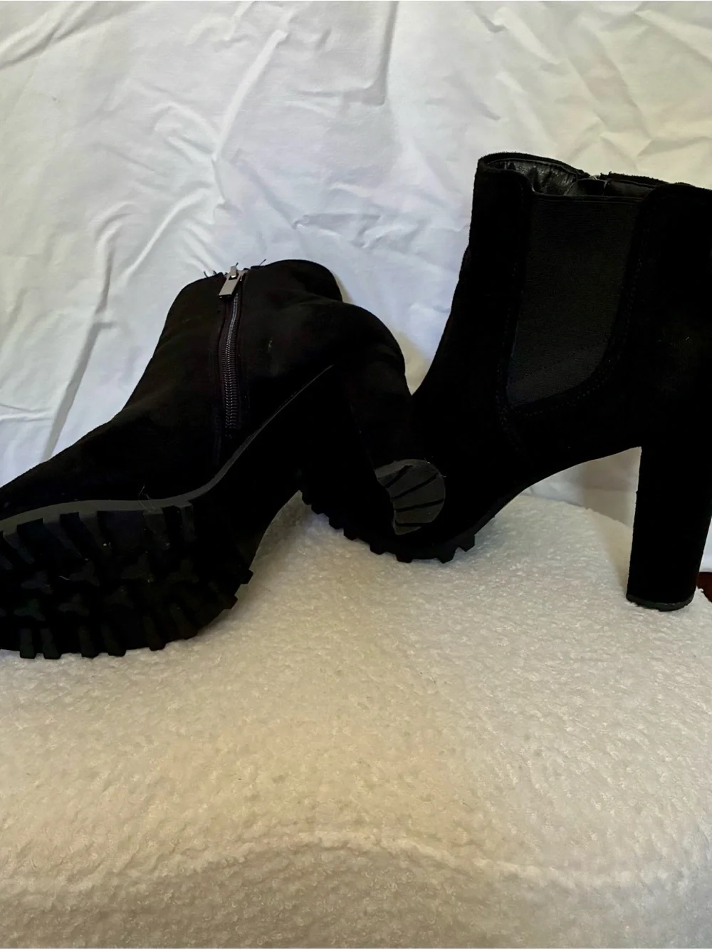 Sleek Black Suede High Heel Ankle Booties